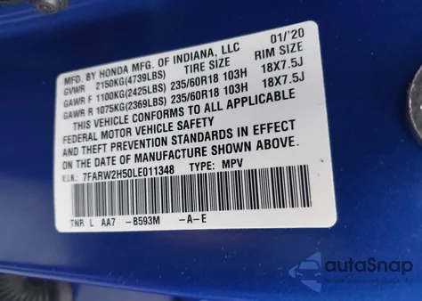 2020 Honda Cr-V Awd Ex from USA, damaged, VIN 7FARW2H50LE011348